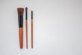 Wooden make-up brushes isolated on white background Royalty Free Stock Photo