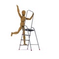 The wooden man dancing on a stepladder Royalty Free Stock Photo