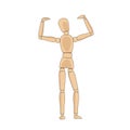 Wooden man model, manikin to draw human body anatomy pose strong, showing power and strenght. Mannequin control dummy figure