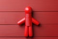 Wooden man with a red ribbon. Banner for World AIDS Day Royalty Free Stock Photo