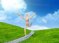 Wooden man running Royalty Free Stock Photo