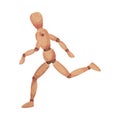 Wooden Man in Running Pose Isolated on White Background Vector Illustration