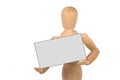 A wooden mannequin with business card Royalty Free Stock Photo