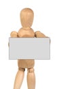 A wooden mannequin with business card Royalty Free Stock Photo