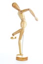 Wooden mannequin drawing model human shape. Doll body figurine statue pose posing to illustrate human body positures for draw clas Royalty Free Stock Photo