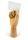Wooden Mannequin Hand Holding Business Card Royalty Free Stock Photo