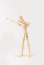 Wooden Mannequin, hopping, playing, without base, plain background, gesture, pose