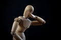 Wooden Mannequin Looking Sad And Depressed On Black Background Royalty Free Stock Photo