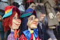 Wooden marionette puppets for a children theater