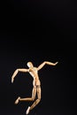 Wooden marionette in tie isolated on