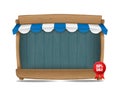 Wooden market stall with awning, vector illustration