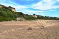 Wooden marking of the place of storage of eggs by Careta Careta turtles on the sandy beaches Royalty Free Stock Photo