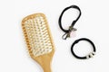 Wooden massage comb and black decorative hair bands