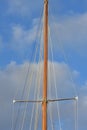 Wooden mast of classic yacht
