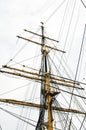 Wooden mast on yacht