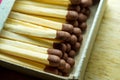 Matches in a box close up