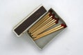 Wooden matches. Small box of wooden matches. Royalty Free Stock Photo