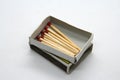 Wooden matches. Small box of wooden matches. Royalty Free Stock Photo