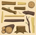 Wooden materials tree log cabin isolated vector isolated Royalty Free Stock Photo