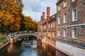 Wooden mathematical bridge, Cambridge, UK Royalty Free Stock Photo