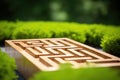 a wooden maze game with a calming background