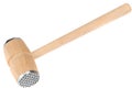 Wooden meat hammer for kitchen isolated on a white background. Royalty Free Stock Photo