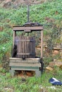 Wooden mechanical grape press