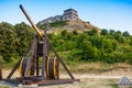 Wooden medieval catapult