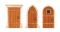 Wooden Medieval Doors, Adorned with Ironwork, Brick Frames And Wood, Evoke A Sense Of History And Mystery