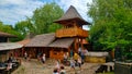 Wooden medieval tower in Botanicus which is part of a middle-age village