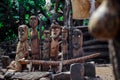 Wooden memorial Totems statues in Traditional Tribal Konso Village Royalty Free Stock Photo