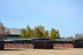 Rows of Wooden shedrow stabling at Twin Rivers Ranch