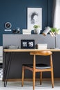 Wooden and metal furniture workspace