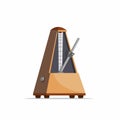 Wooden metronome, Musical Instrument tool in cartoon realistic illustration vector isolated in white background Royalty Free Stock Photo