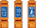 Wooden Mile Marker Signs Retro