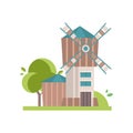 Wooden mill building vector Illustrations on a white background