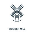 Wooden Mill icon. Line element from farming collection. Linear Wooden Mill icon sign for web design, infographics and