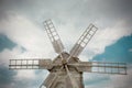 Wooden mill in outdoor ukrainian national falk historical village