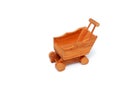 Wooden miniature shopping cart isolated