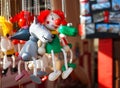 Wooden miniature toys clown and a variety of animals