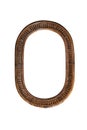 Wooden mirror frame border old oval brown on white background single one aged classic traditional decorative antique unique style