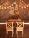 Wooden Mister and Missis chairs intended for a couple - the concept of wedding preparations