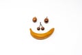 Wooden model fruit smiley face Royalty Free Stock Photo