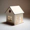 Wooden model of a house on a white background. 3d rendering