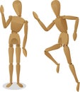 Wooden model man cartoon illustrations Royalty Free Stock Photo