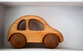 Wooden Toy car white garage Royalty Free Stock Photo