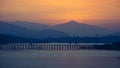 Wooden Mon Bridge during sunrise, Sangkhla Buri,Kanchanaburi Royalty Free Stock Photo