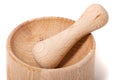 Wooden mortar and pestle Royalty Free Stock Photo