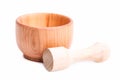 Wooden mortar with a pusher