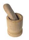 Wooden mortar and stone pestle